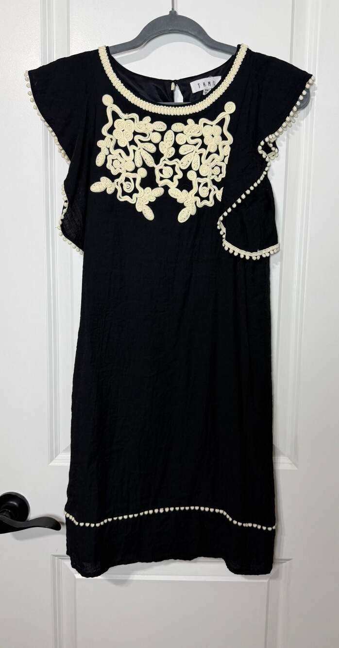 THML Floral Embroidered Ruffle Sleeve Shift